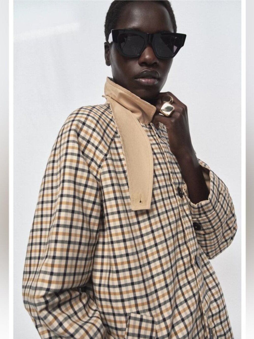 Zara REVERSIBLE PLAID TRENCH COAT ZW COLLECTION